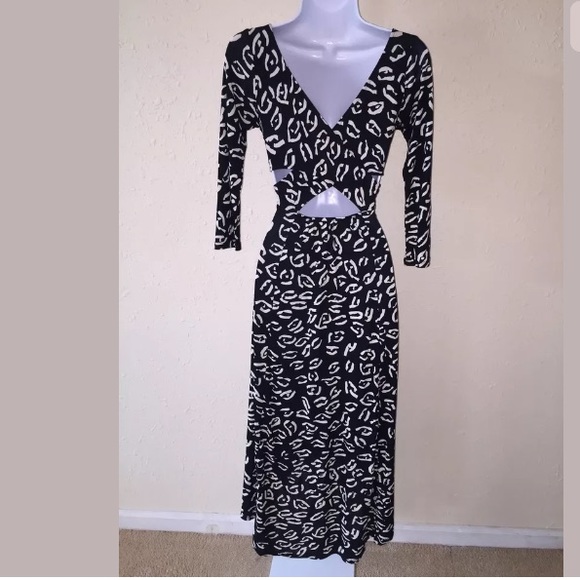 Tracy Reese Back Wrap Dress Black Print Jersey - Picture 2 of 8